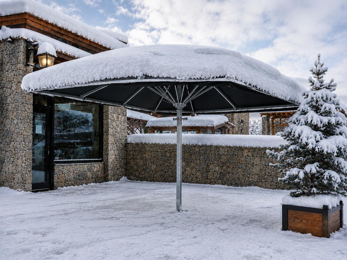 Parasol FABMAT sous la neige