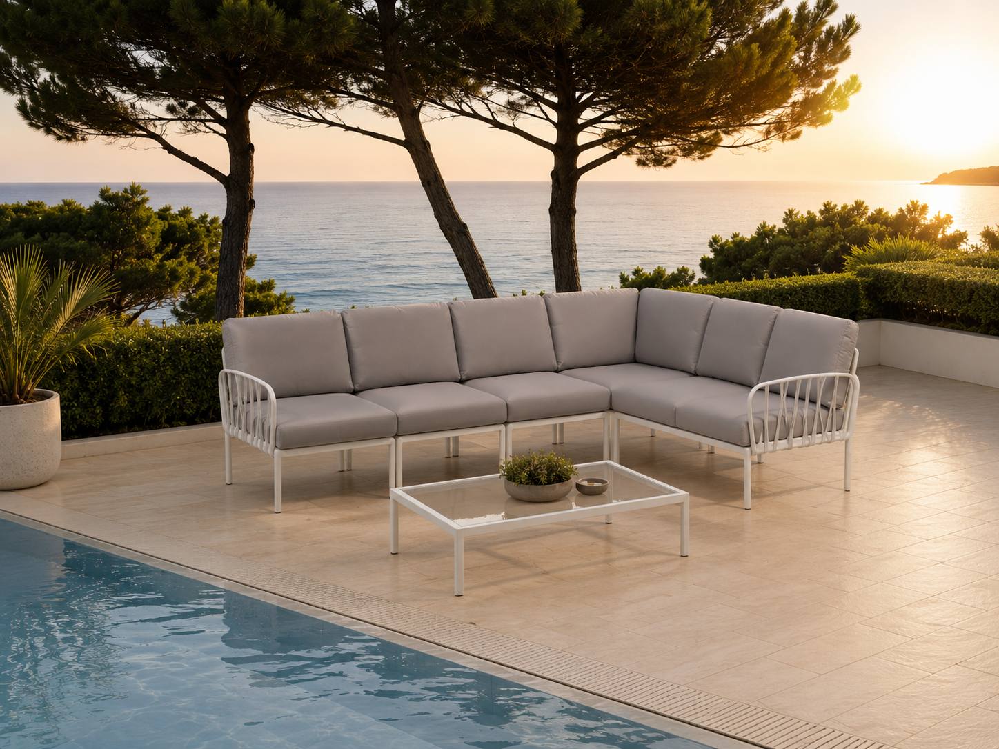 Mobilier extérieur FABMAT face à la mer